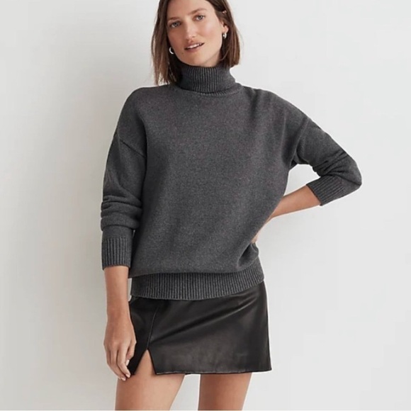 Madewell ribbed turtleneck sweater Heather graphite medium SOLD OUT NM948 - Picture 1 of 7